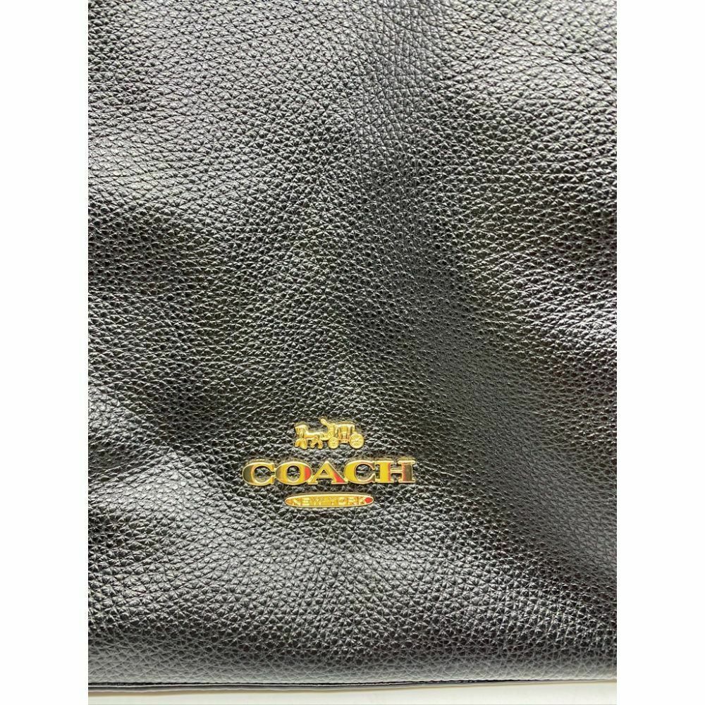 Coach Black Leather Classic Tote Bag Multiple Compartments