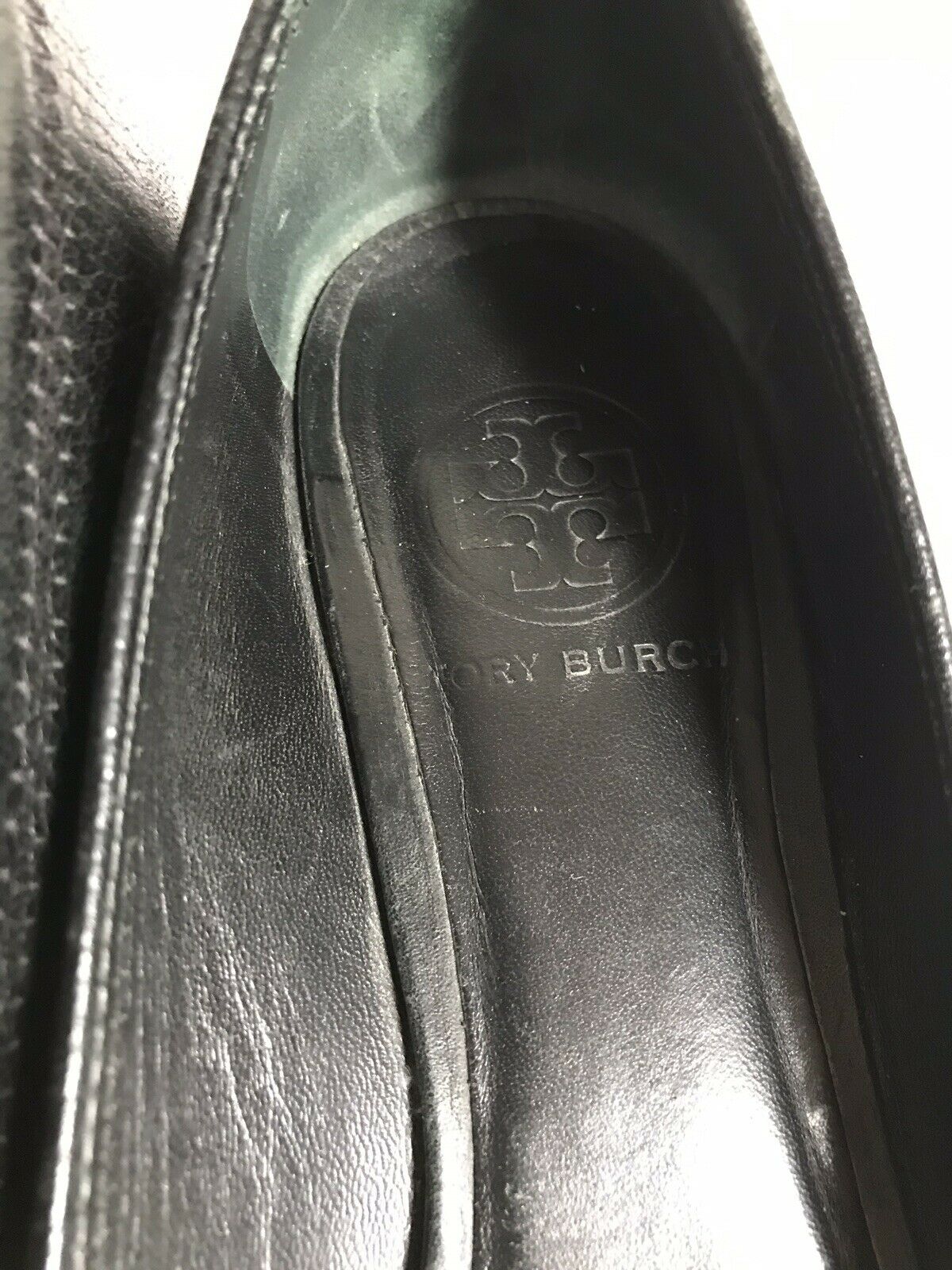 TORY BURCH Black Peep Toe Wedge Sz 8