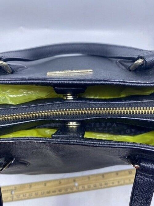 Kate Spade Multi Compartment Zip Middle Zip Black Leather Cross Body Bag