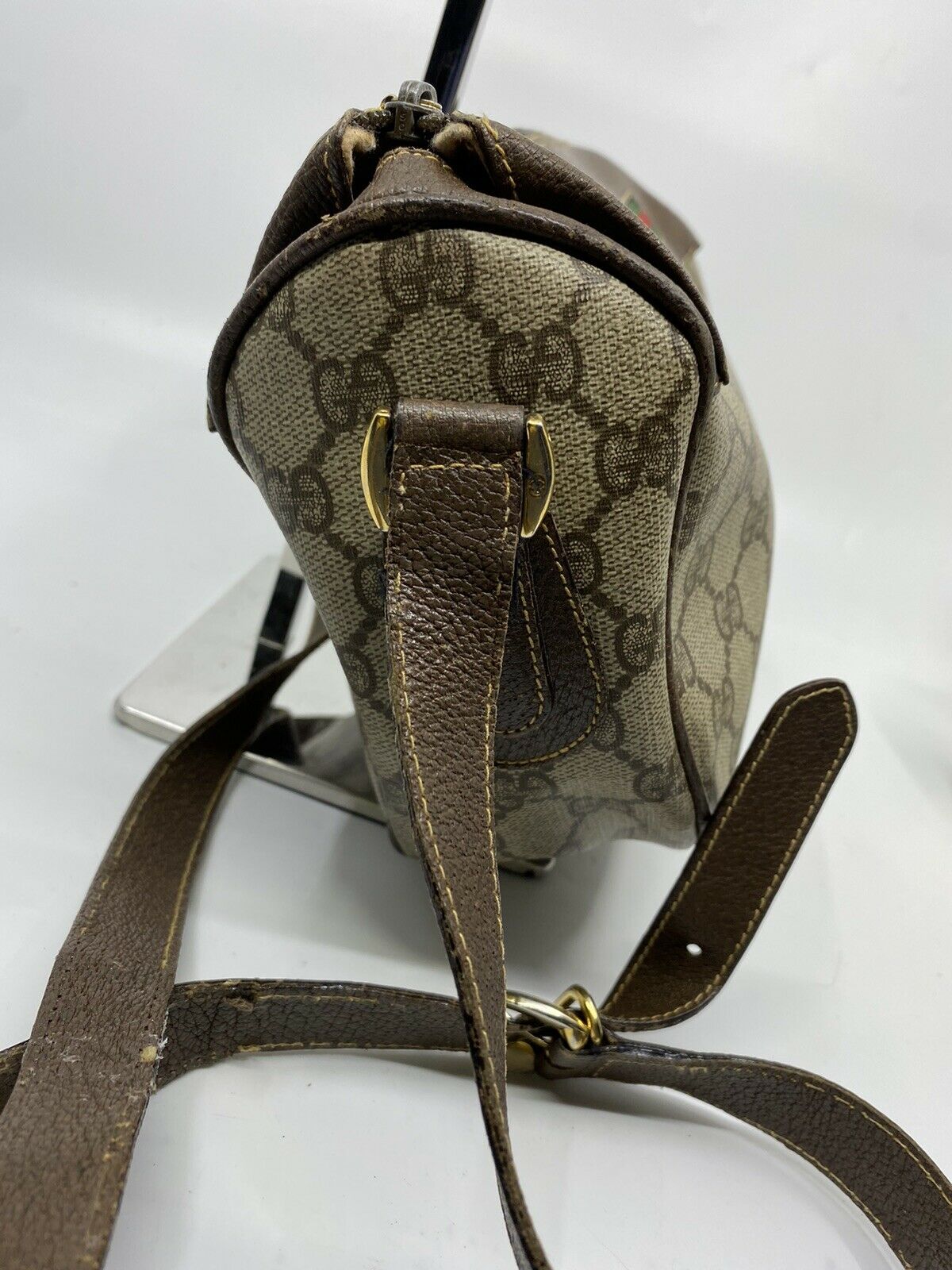 GUCCI Vintage Brown Monogram Shoulder Bag