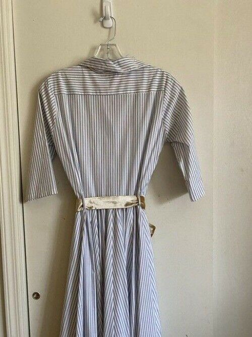 Kate Spade Blue White Nwot Collared Stripe Small Long Casual Maxi Dress