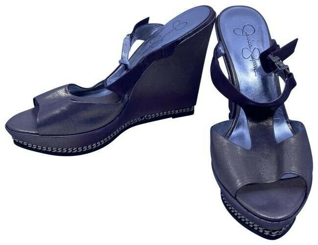 Jessica Simpson Gold Silver Valentine Slip On Designer Heels Pumps Size Us