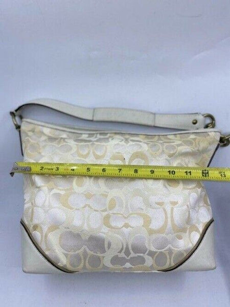 Coach Medium Tote Msrp Beige Silver Jacquard Fabric Shoulder Bag