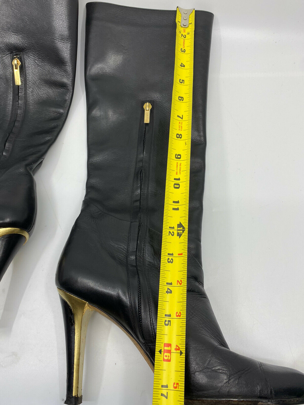 JIMMY CHOO Black Leather Knee high boots 7.5