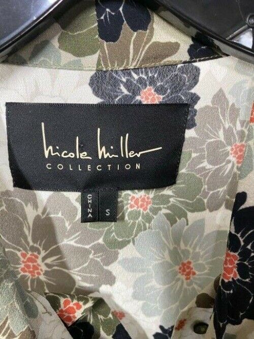 nicole miller multicolor new ls floral msrp sample small blouse