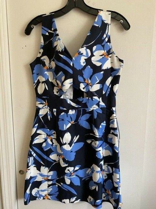 milly blue white new printed msrp short formal dress