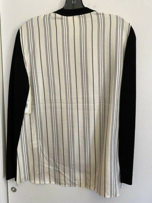 nicole miller black ls knit color contrast msrp blouse