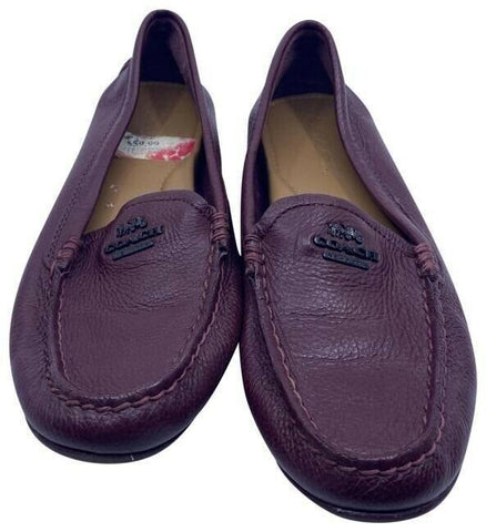 Coach Maroon Leather Slip On Flats Size Us