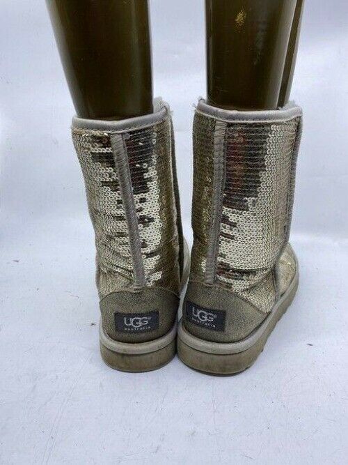 Ugg Australia Silver Fashion Sequin Great Condition Bootsbooties Size Us