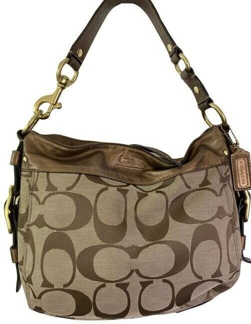 coach bag large brown fabric tote