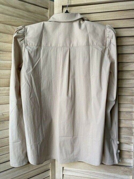 Nicole Miller Beige Small Msrp Button Down Top