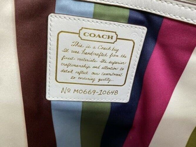 coach bag xl w w croc embossed leather trim brown white canvas tote
