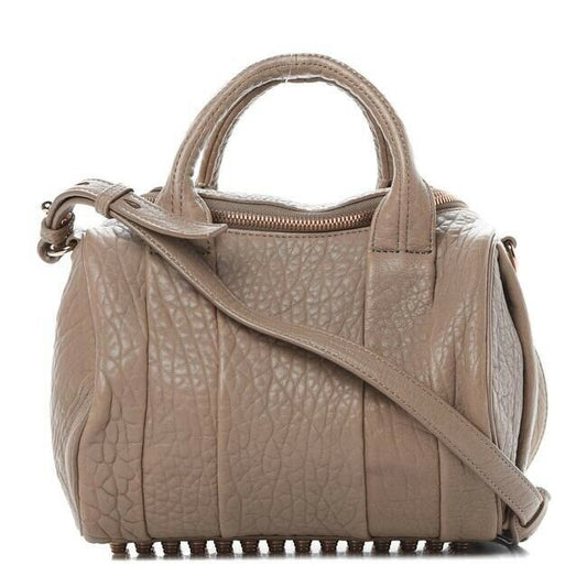 Alexander Wang Pebbled Rockie Latte Rose Gold Hardware Beige Lambskin Leather Cr
