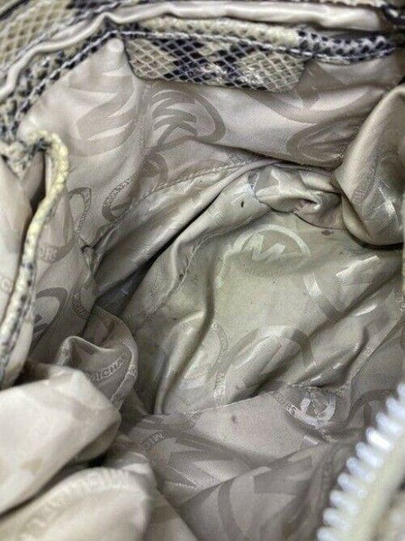 michael kors bag snake print beige leather tote