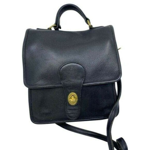 Coach Vintage Flap Closure Black Crossbody Bag