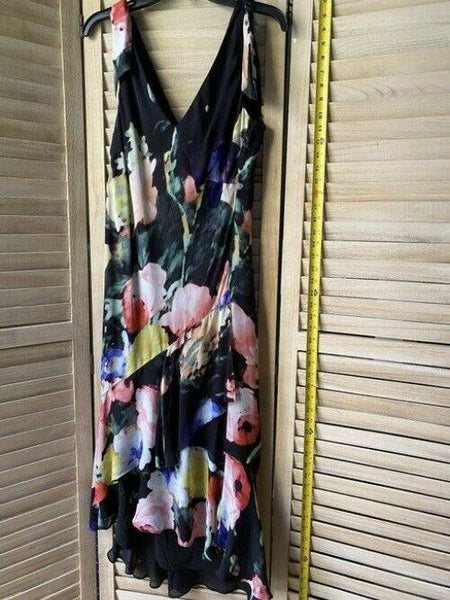 nicole miller black multicolor floral long msrp mid length casual maxi dress