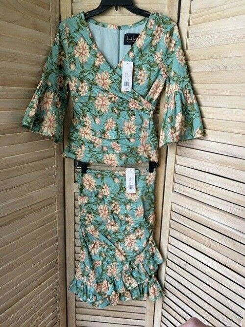 nicole miller multicolor w w skirt floral set msrp small blouse