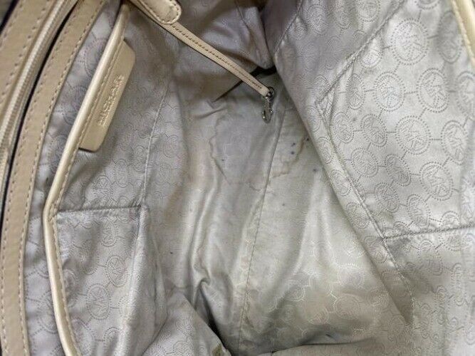 michael kors bag all over logo grey silver leather tote