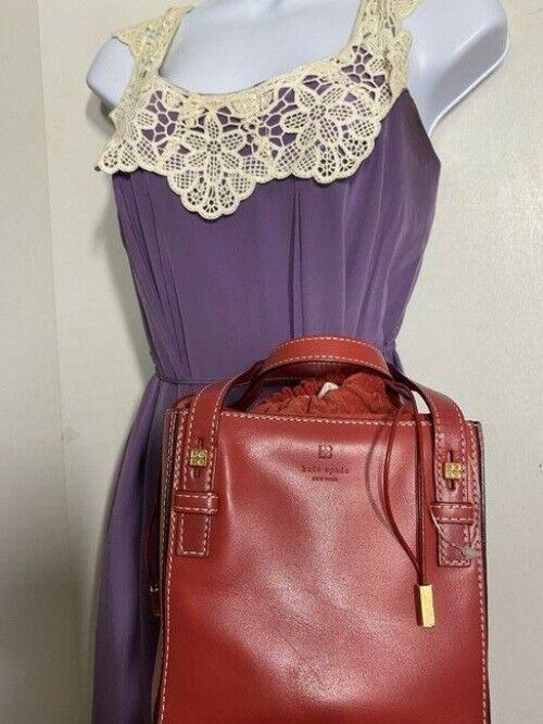 kate spade box red leather tote