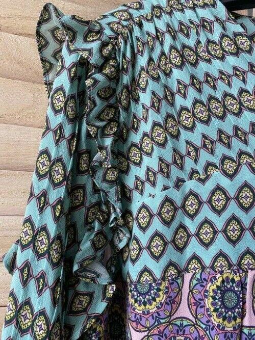Nicole Miller Aqua Blue Purple Small Msrp Blouse