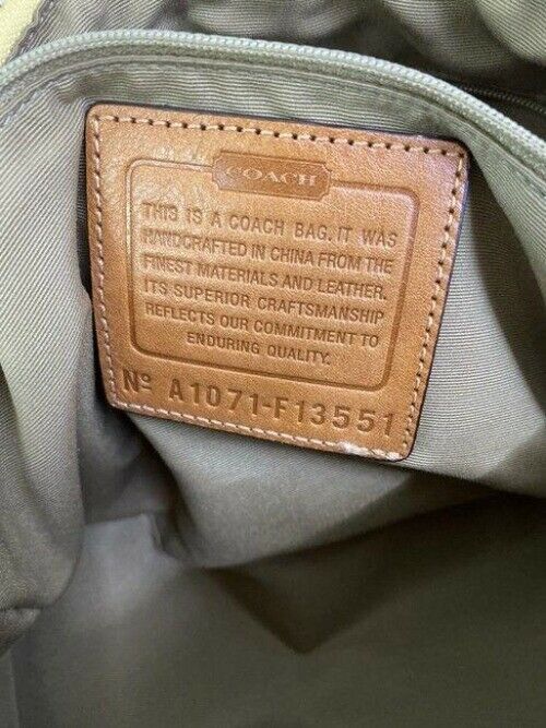 coach bag yellow brown fabric tote