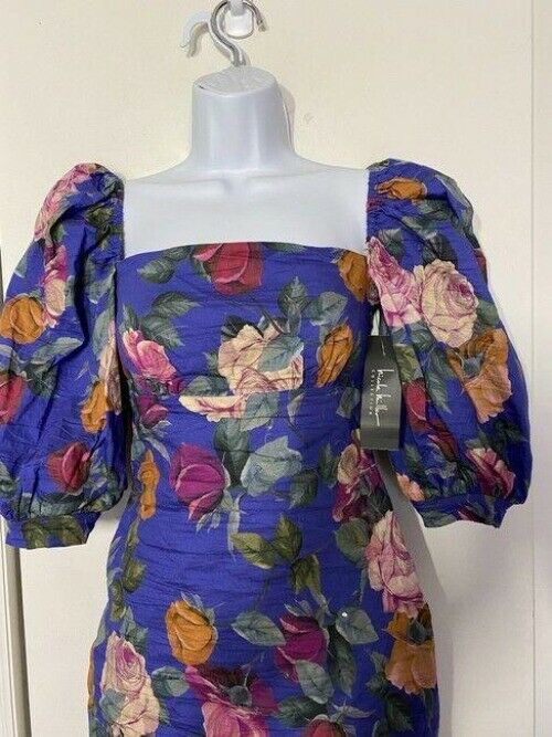nicole miller blue multicolor new ruched floral msrp