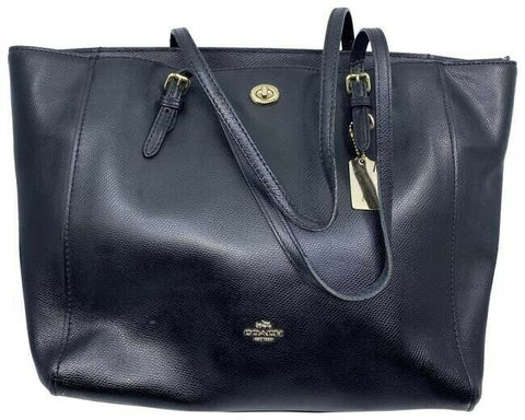 coach large black leather shoulder bag