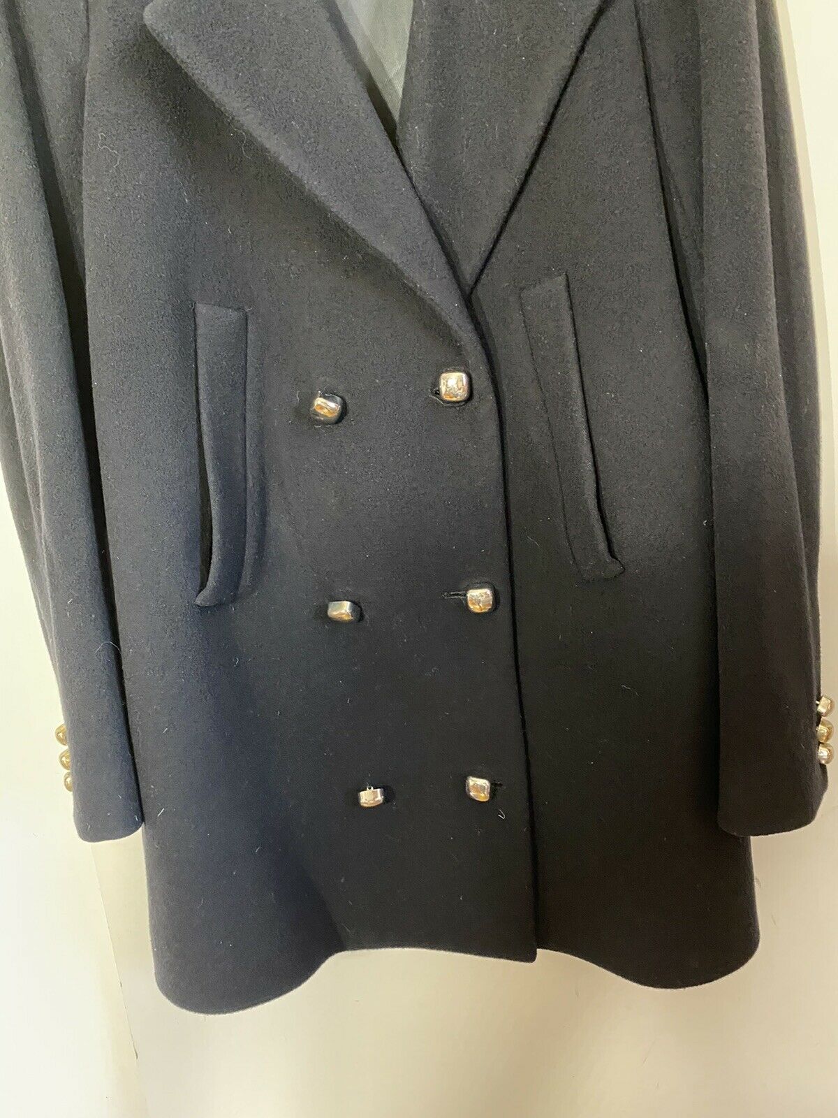 SONIA RYKIEL Black Wool Pea Coat Size 36/ Small