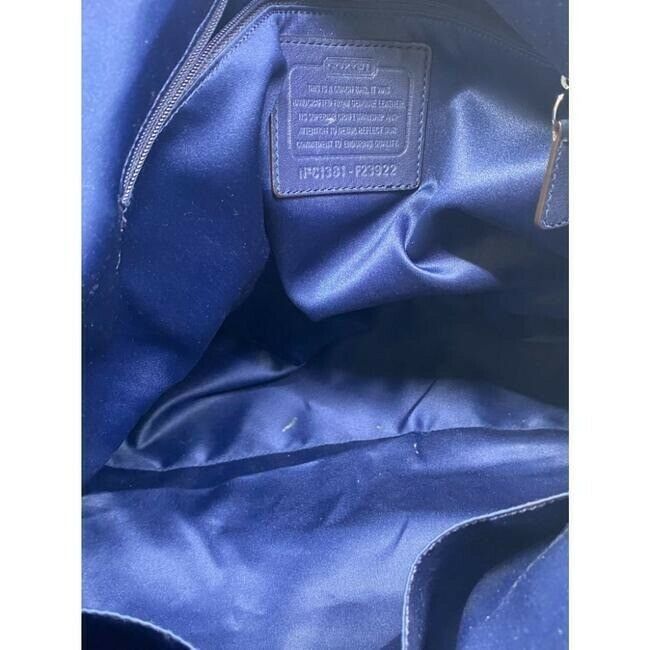 COACH XL White Blue Leather Shopping Tote Bag