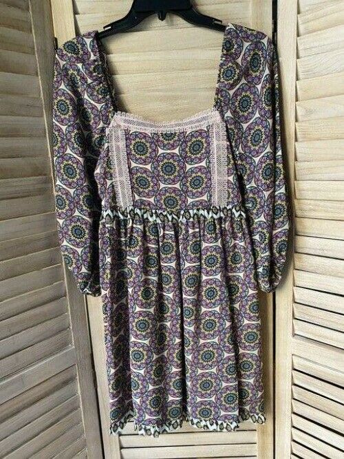 Nicole Miller Multicolor New Peasant Small Msrp Short Casual Dress