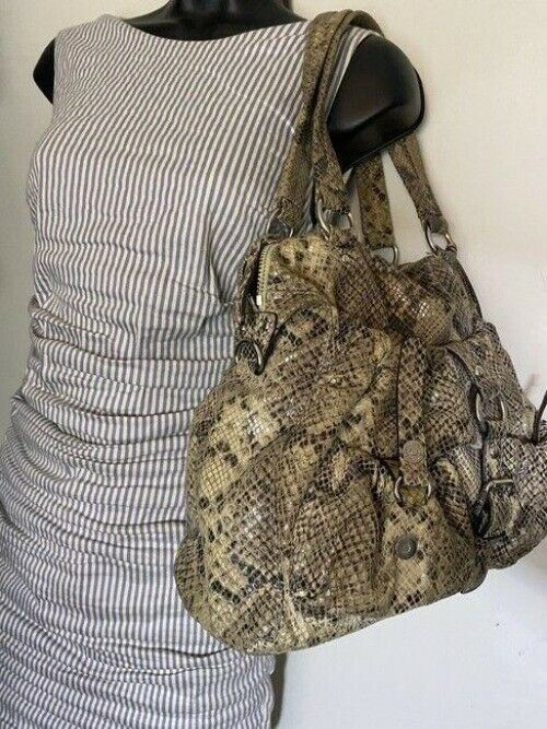 michael kors bag snake print beige leather tote