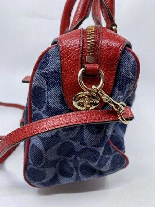 coach navy red fabric cross body bag