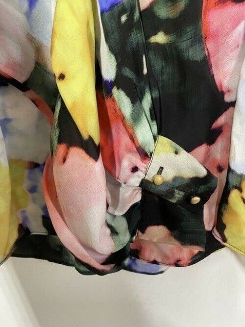 nicole miller multicolor new ls floral msrp sample small blouse