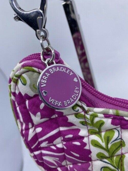 vera bradley purple white w heart shapped change purse clip cosmetic bag