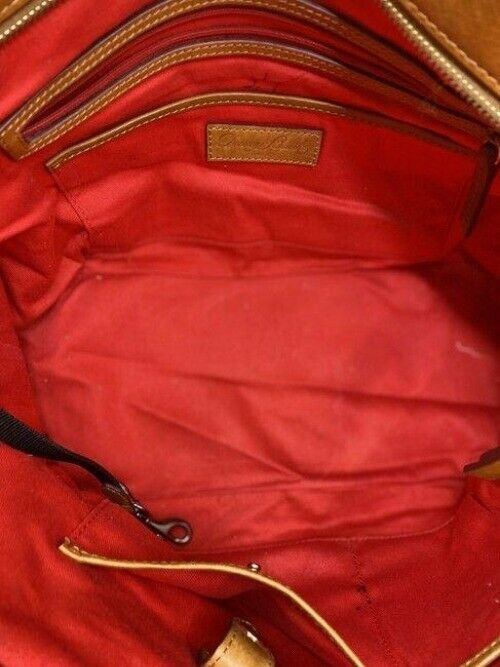 Dooney and bourke shopping large blue white brown fabric tote