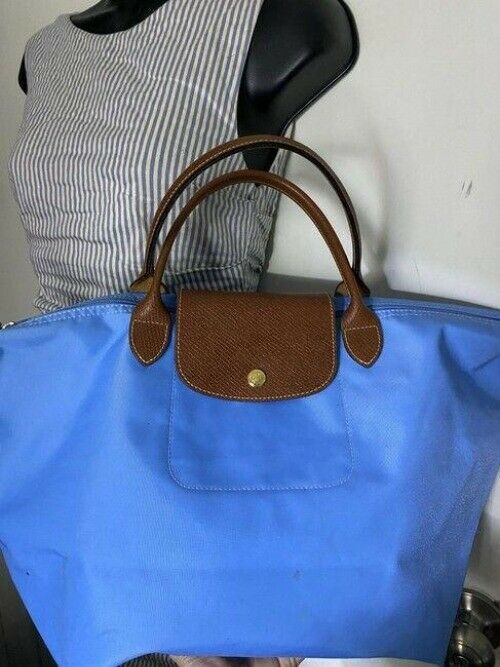 Longchamp Shopping Large Sky Blue Brown Tote