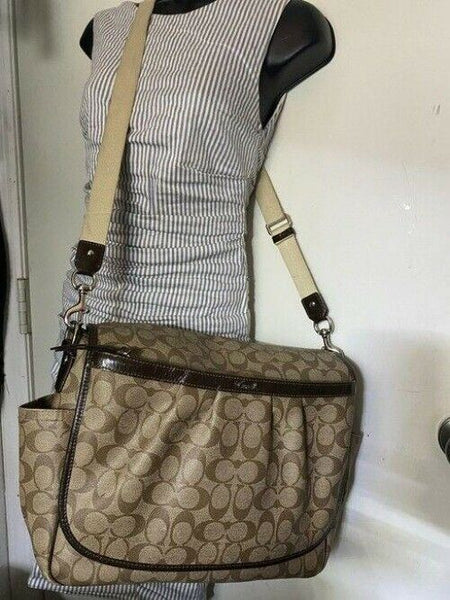 coach tote msrp tan brown coated canvas messenger bag