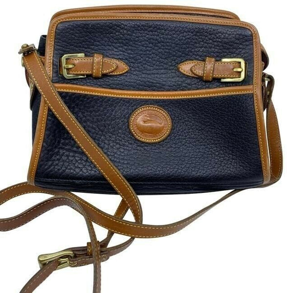 dooney and bourke vintage classic brown black leather cross body bag