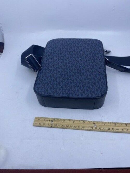 Michael Kors Henry Flight Blue Logo Canvas Cross Body Bag