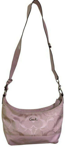 coach large pink jacquard fabric cross body bag