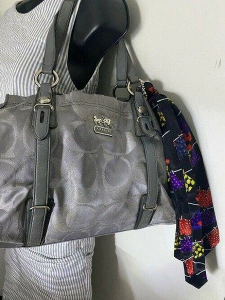 coach w w detachable specialty tie accent silver shoulder bag