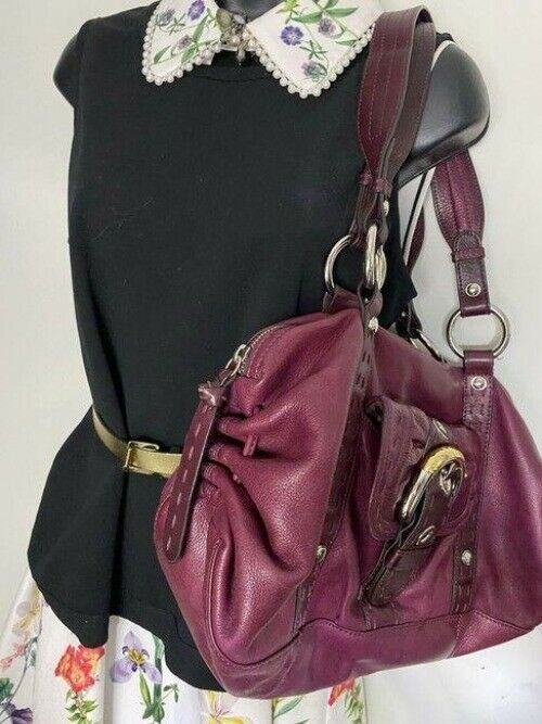b makowsky purple leather shoulder bag