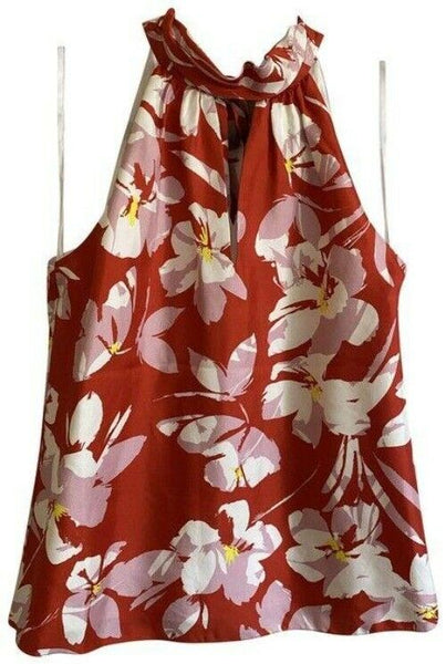 Milly red white new floral print spaghetti strap small tank topcami