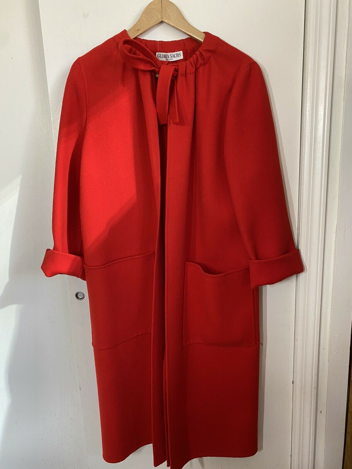GLORIA SACHS New york Red Long  Coat Small