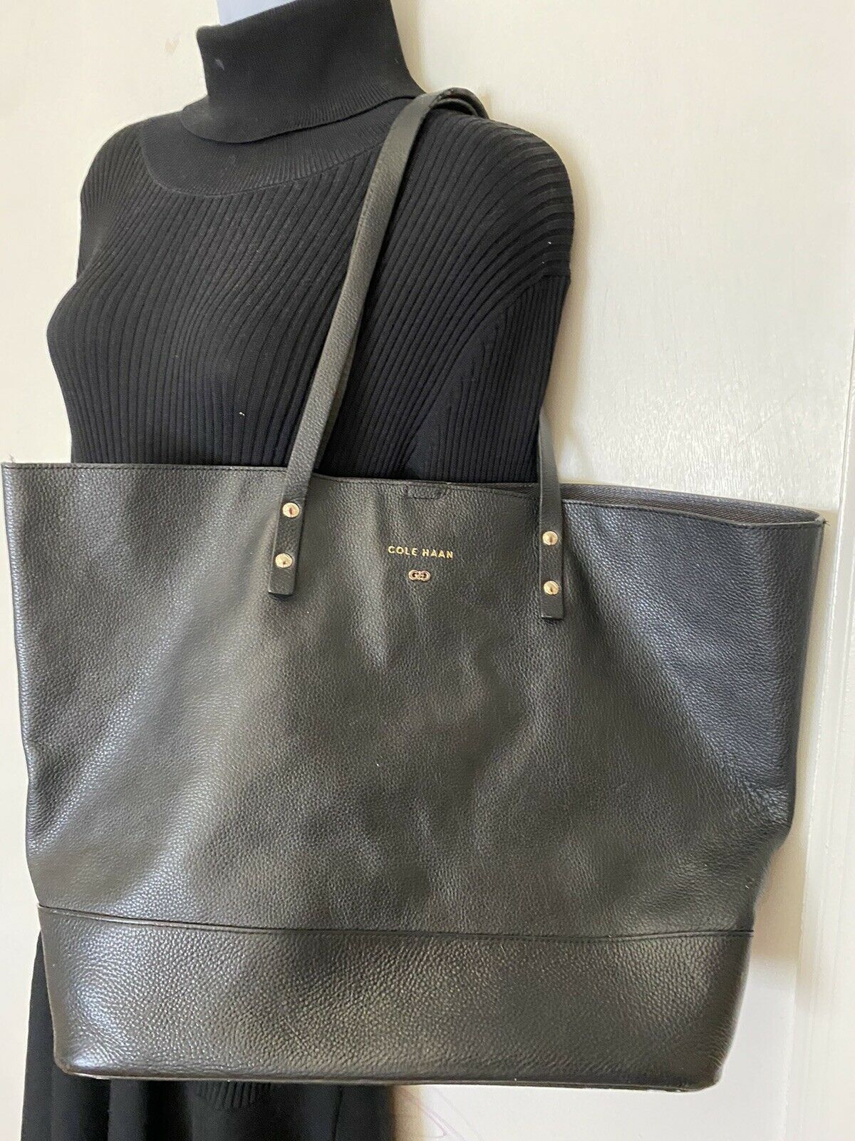 Cole Haan Black Leather Tote Bag