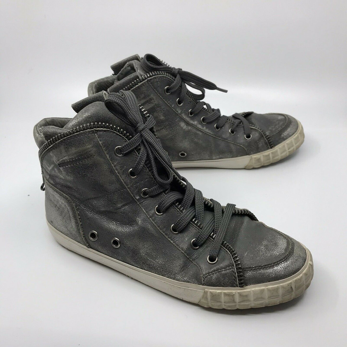 ASH Silver High Top Metallic Silver Sneakers size 10