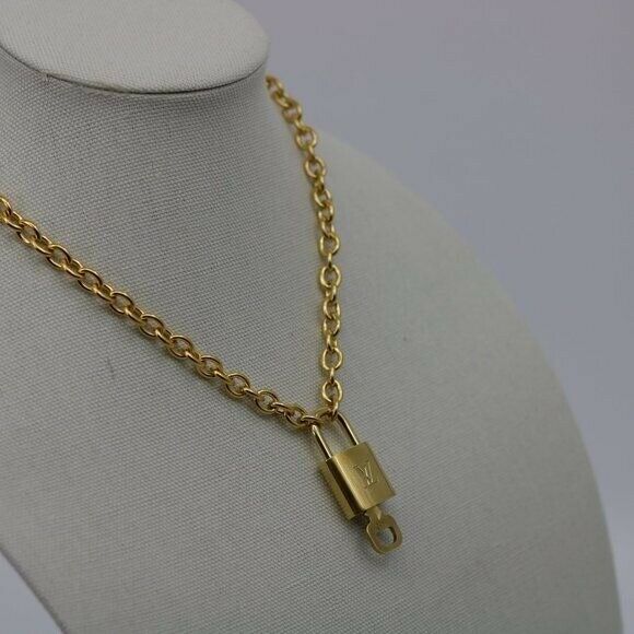 Louis Vuitton Gold Padlock & Key with Second-hand Necklace