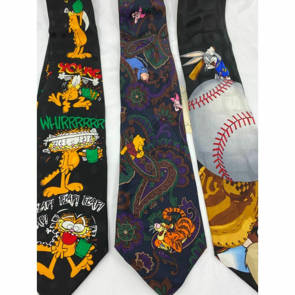 New Lot of 3 Neck tie Disney, Looney Tunes Black Yellow Green Total Msrp 75