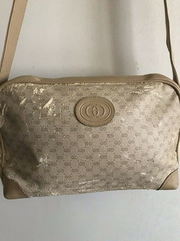 GUCCI Vintage Logo Monogram Print Medium Leather Crossbody Bag