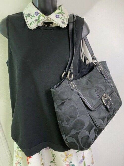 coach bag large black fabric tote